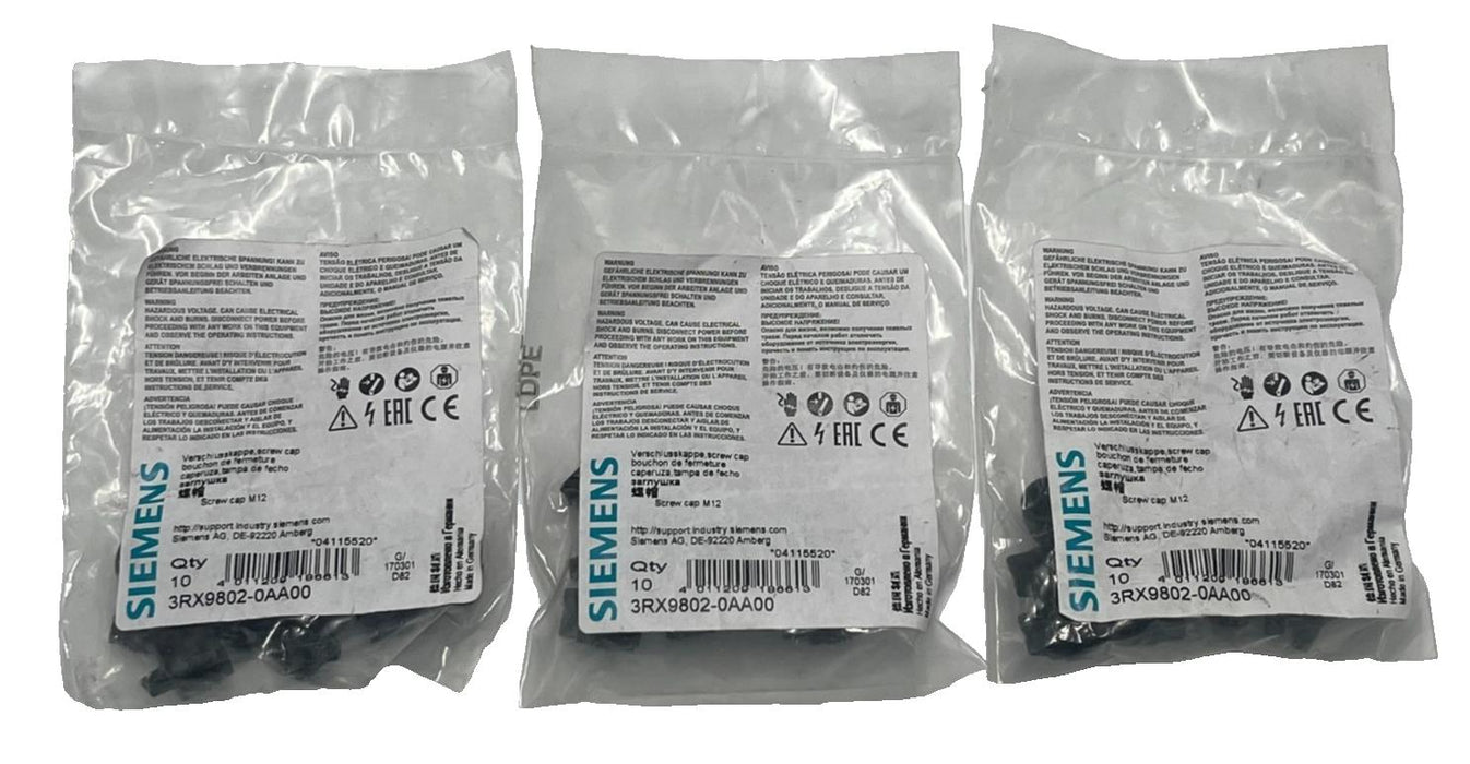 (3) BAGS OF 10 SIEMENS 3RX9802-0AA00 AS-Interface Addressing Plugs 30 TOTAL