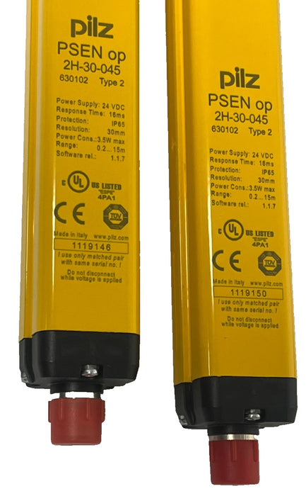 PILZ PSEN op2H-s-30-045 Safety Light Curtain Sender/Receiver Set 30mm Resolution