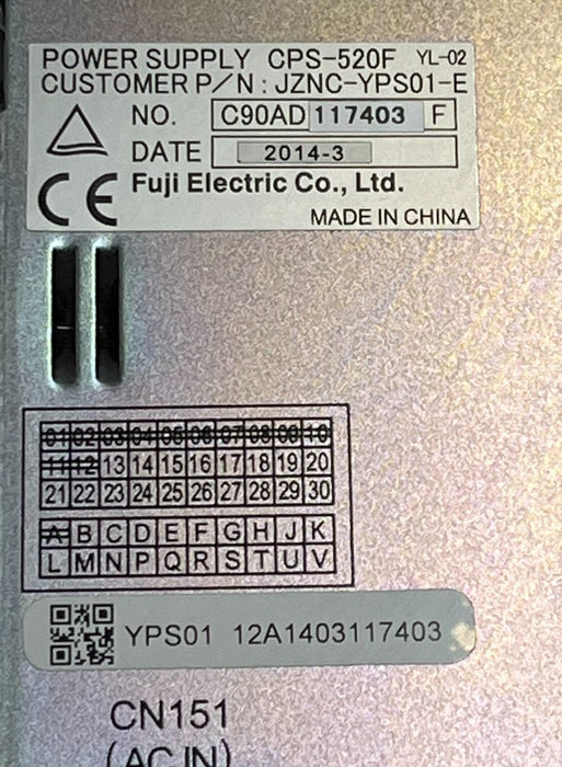 FUJI ELECTRIC CPS-520F Power Supply YASKAWA JZNC-YPS01-E Robot NX100 DX100
