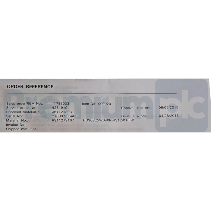 Rexroth Indramat R911279167 | HDS02.2-W040N -HS12-01-FW Servo Drive 40A REMAN