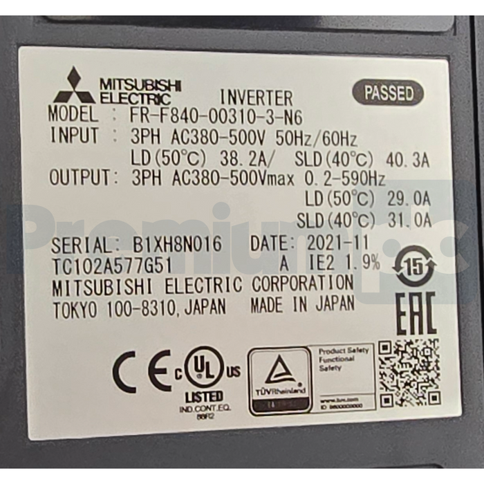 Mitsubishi FR-F840-00310-3-N6 FREQROL FR-F800 Inverter VFD 29A/15kW/20HP 3P NSMP