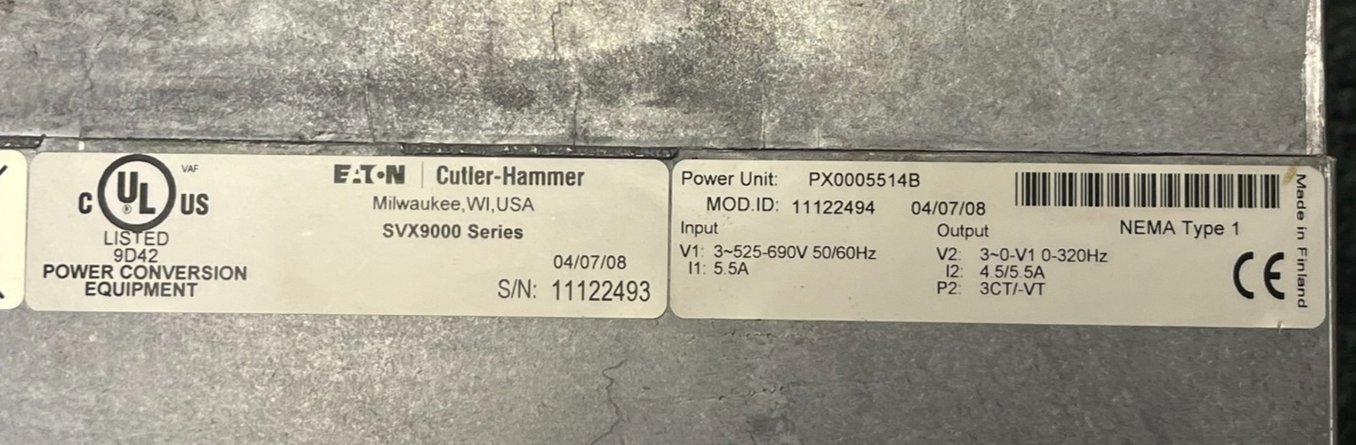 EATON SVX003A1-5A4B1 Variable Frequency Drive 3HP 600V 3-Phase SVX9000 VFD