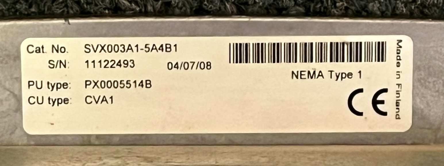 EATON SVX003A1-5A4B1 Variable Frequency Drive 3HP 600V 3-Phase SVX9000 VFD
