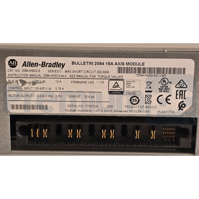 Allen Bradley 2094-AM02-S /C Kinetix 6000 Axis Module 200/230V 15A 2094AM02S REP