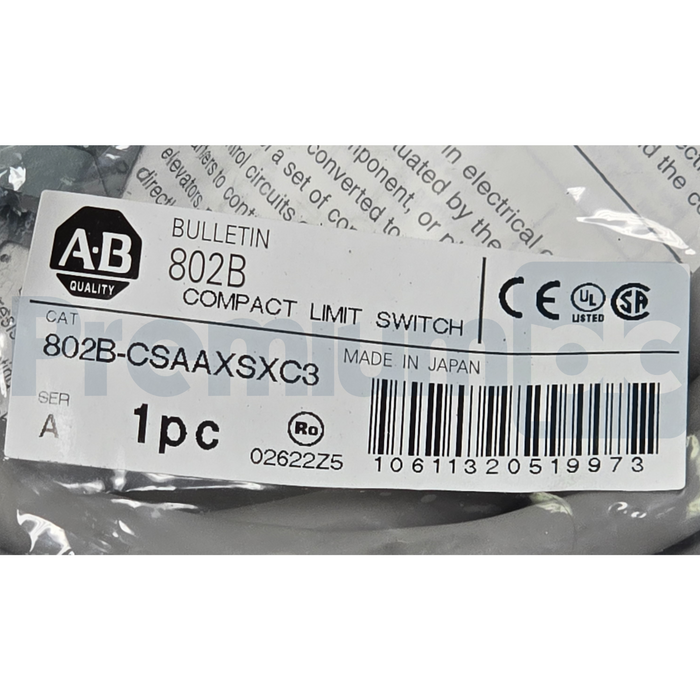 Allen Bradley 802B-CSAAXSXC3 /A Compact Limit Switch Rotary Arm 3m Cable NSFS