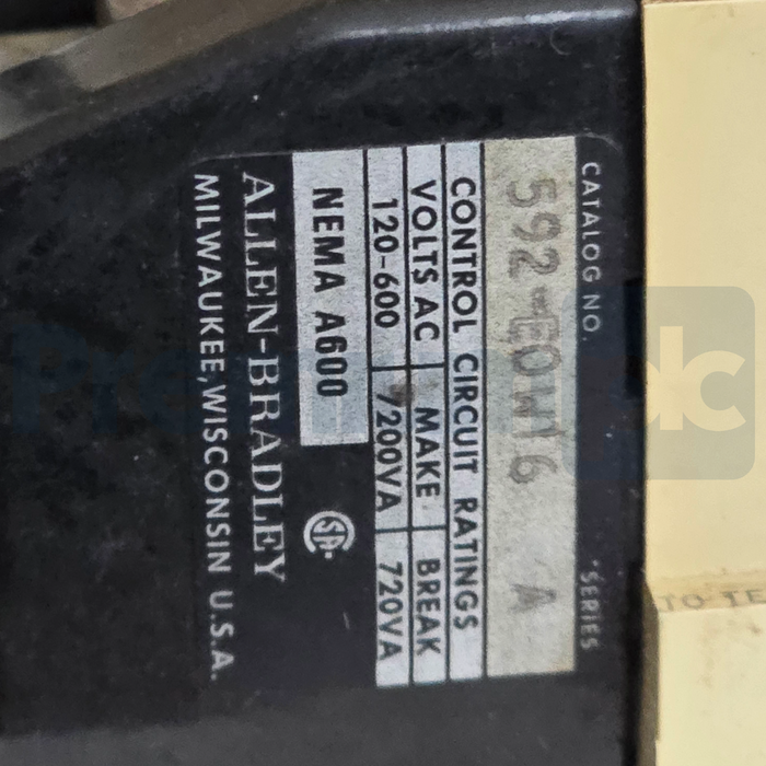 Allen-Bradley 592-EOW16 /A NEMA Overload Relay 120-600VAC 3P w/(3) W76 (read)