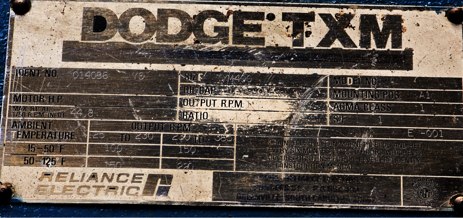 Dodge TXM-400 | TXM400-256T TXM Gear Reducer Ratio 9.137 192RPM REMAN.