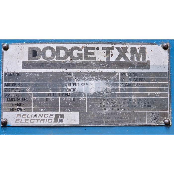 Dodge TXM-400 | TXM400-256T TXM Gear Reducer Ratio 9.137 192RPM REMAN.
