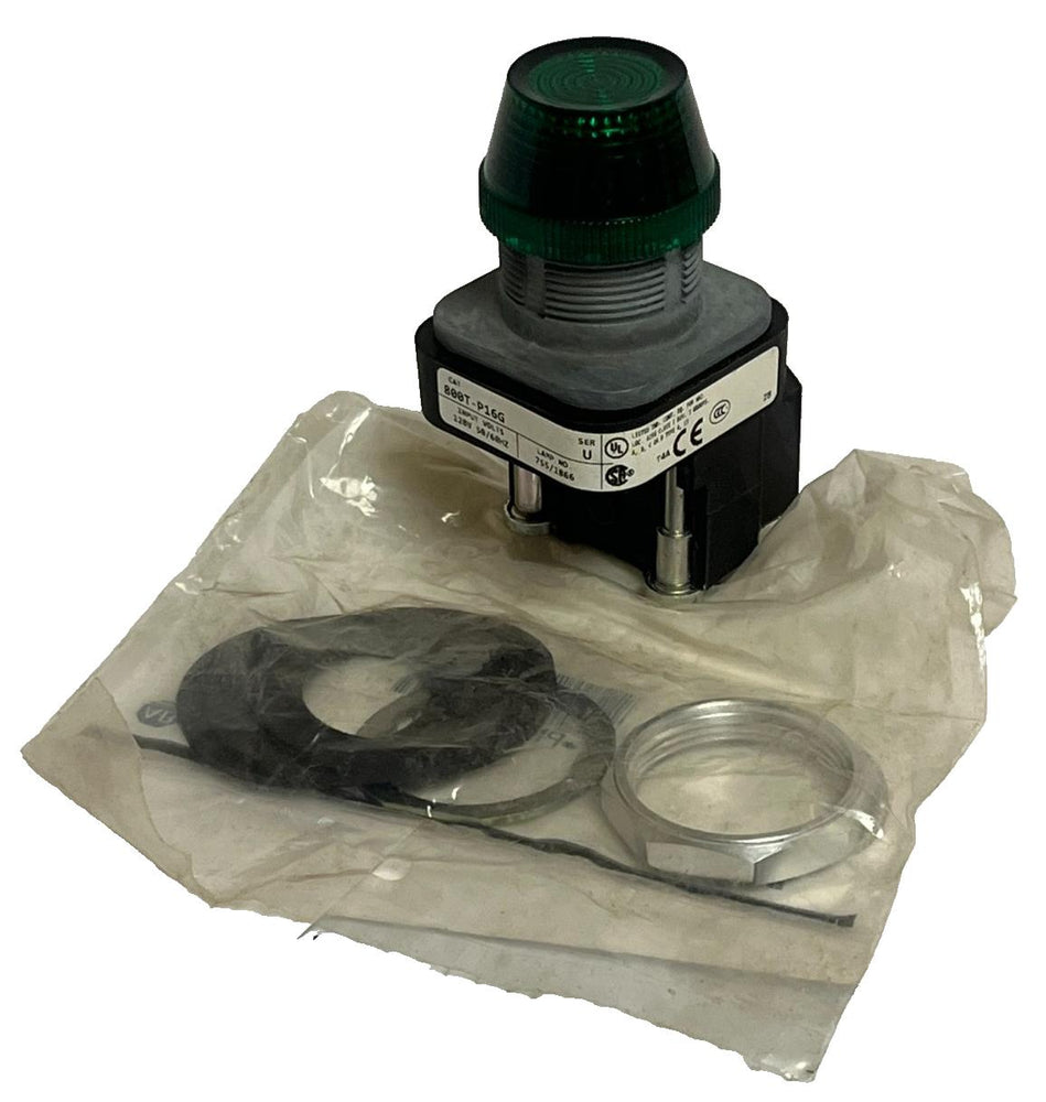 Allen-Bradley 800T-P16G / U Green Pilot Light + PN-184860 Hardware Accessory Kit