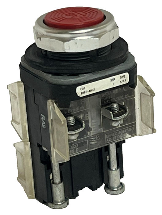 Allen-Bradley 800T-A6D2 Ser T Red Flush Push Button w/ (3) 800T-XD2 Ser D Blocks