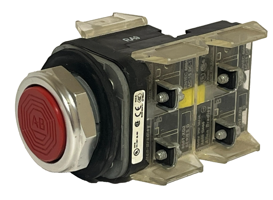 Allen-Bradley 800T-A6D2 Ser T Red Flush Push Button w/ (3) 800T-XD2 Ser D Blocks