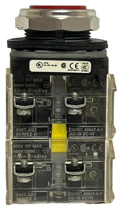 Allen-Bradley 800T-A6D2 Ser T Red Flush Push Button w/ (3) 800T-XD2 Ser D Blocks