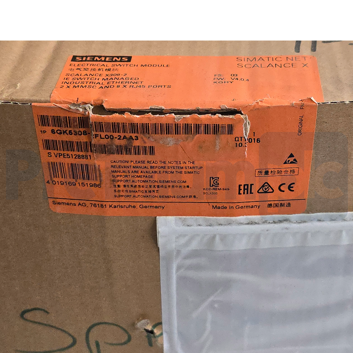 Siemens 6GK5308-2FL00-2AA3 SCALANCE X308-2 Managed IE Switch 10-Port 1GB MM NSMP