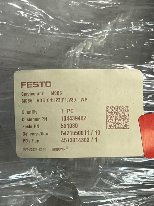 Festo MSB6-AGD:C4:J23:F1:V39-WP Service Unit Combination - Air Prep G3/4 12-Bar