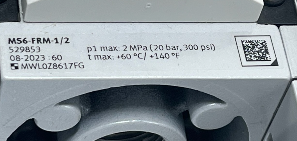 Festo MSB6-AGD:C4:J23:F1:V39-WP Service Unit Combination - Air Prep G3/4 12-Bar