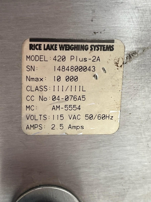 Rice Lake 420 Plus -2A Indicator 85124/01 & (2) RL20000I-25 S-Beam Load Cells