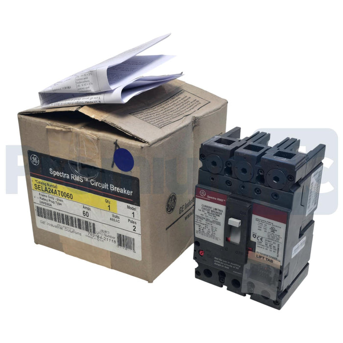GE / ABB Spectra RMS SELA24AT0060 2-Pole 60A 480VAC Circuit Breaker Bolt-On NSMP