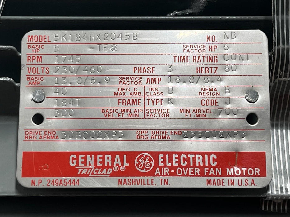 GE 5K184HX2045B AC Motor | 5 HP | 1745 RPM | 3-Phase 230/460V | Frame 184T