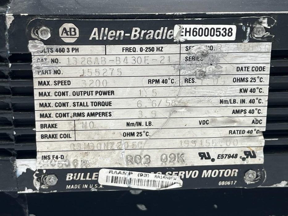 Allen Bradley 1326AB-B430E-21 Servo Motor | 2.2kW | 460V | 3500 RPM