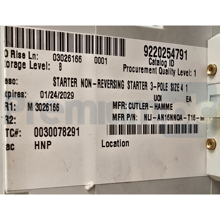 Eaton AN16NN0A-T16 Freedom NEMA Size 4 Starter 135A 120V-Coil AN16NN0-T16 NSNP