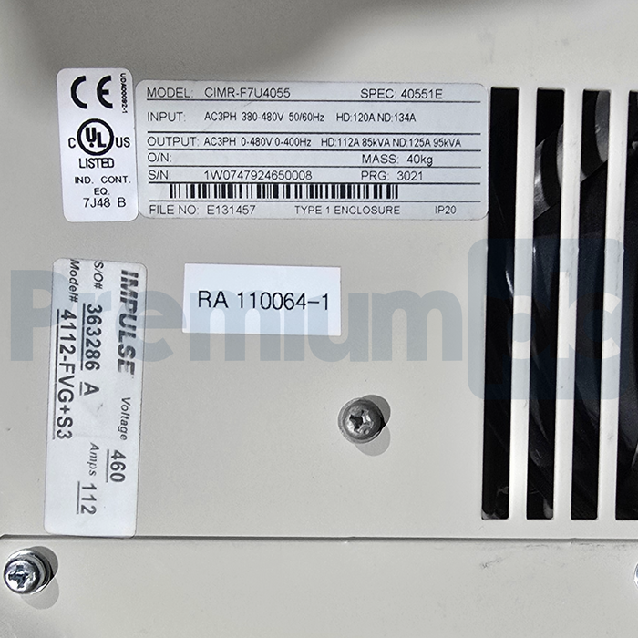 Magnetek Impulse 4112-FVG+S3 VG+ Series 3 Crane Inverter Drive 75HP CIMR-F7U4055