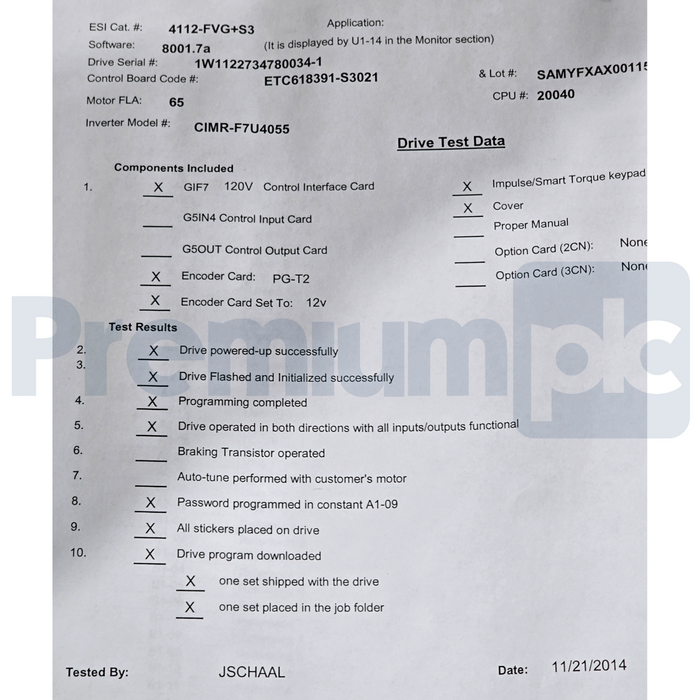 Magnetek Impulse 4112-FVG+S3 VG+ Series 3 Crane Inverter Drive 75HP CIMR-F7U4055