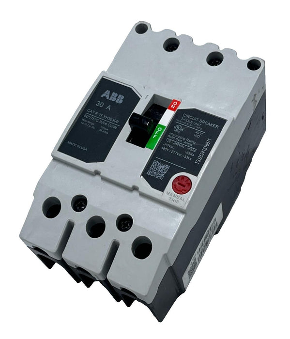 ABB GE TEYH3030B TEYH 30A 3-Pole Bolt-On Circuit Breaker 480Y/277V 35kA