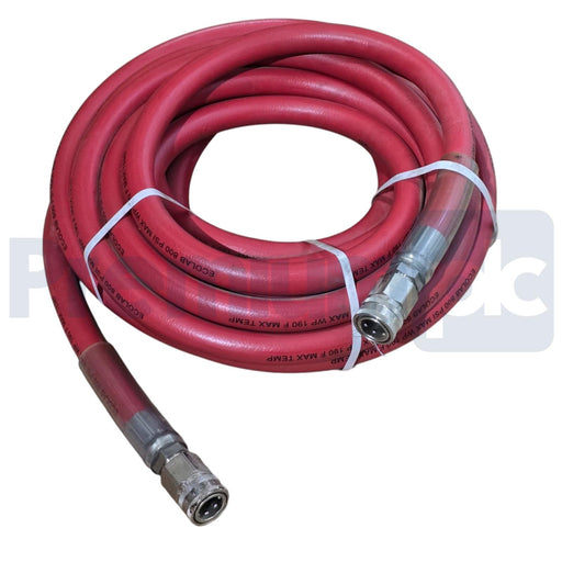 ECOLAB Red Hot Water Hose 800PSI WP 190°F MAX 50' w/Quick Disconnects S94783005