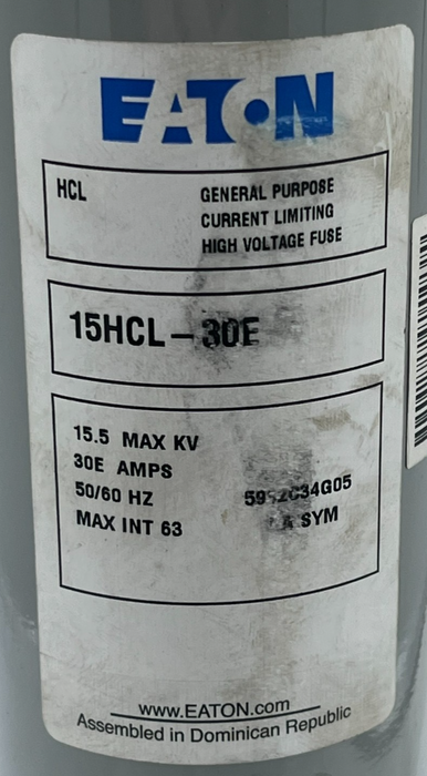 Eaton 15HCL-30E Power Fuse | 15.5kV Max | 30E Amp | Current Limiting HCL