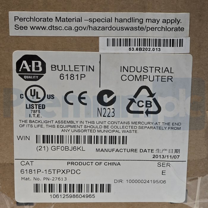Allen-Bradley 6181P-15TPXPDC /E VersaView 1500P Industrial Computer 15" Display