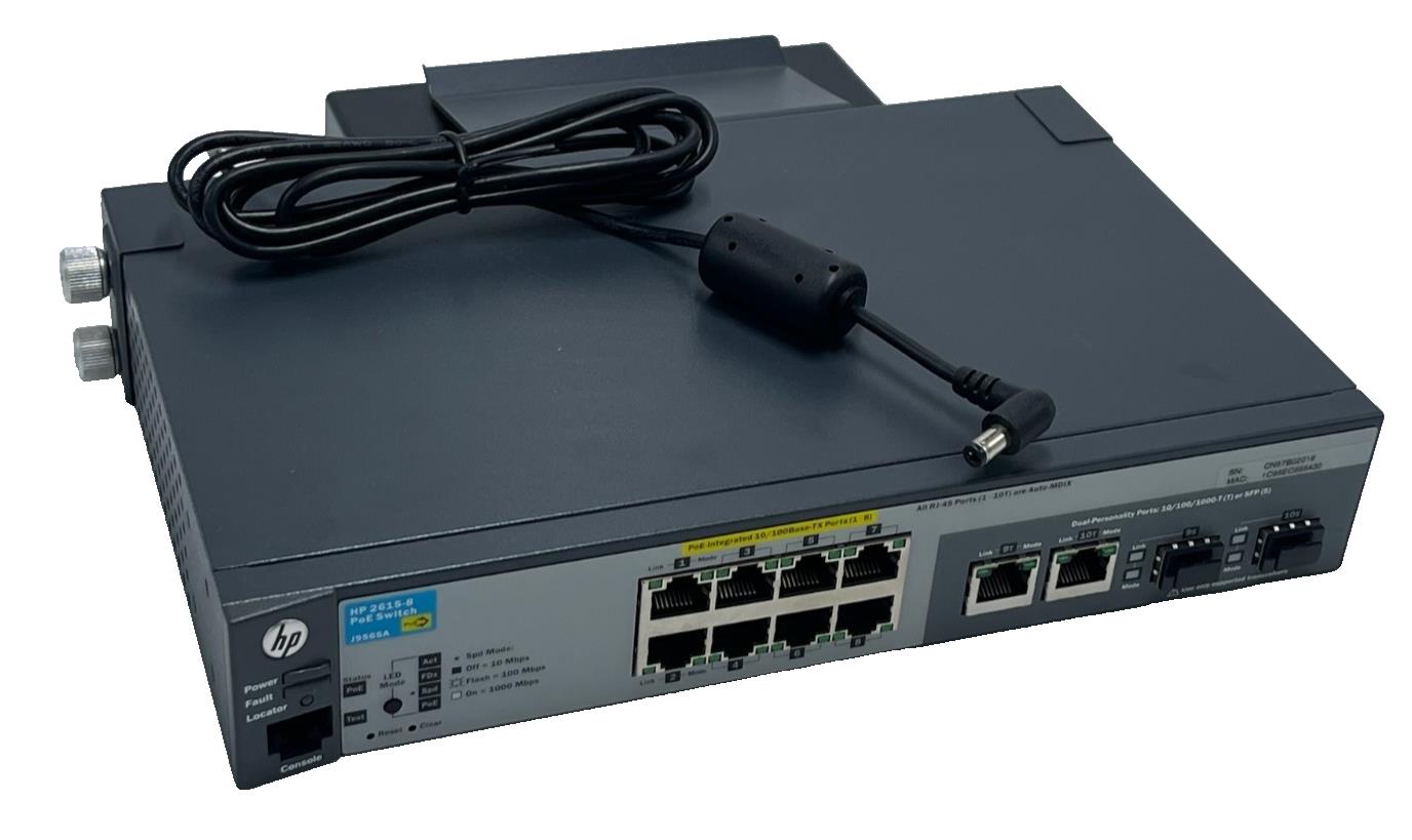 HP J9565A 2615-8-PoE Fully Managed Switch with Power Supply and Shelf