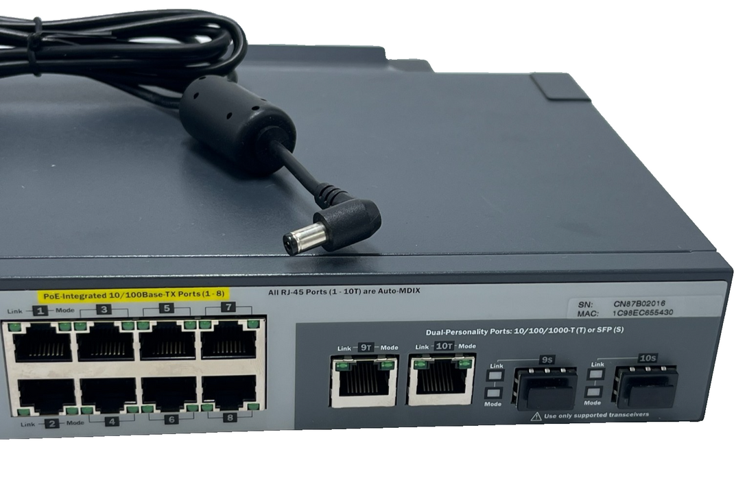 HP J9565A 2615-8-PoE Fully Managed Switch with Power Supply and Shelf