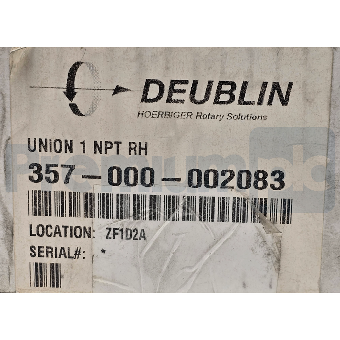 Deublin 357-000-002083 Rotary Union 1" NPT RH Duo-Flow Water Steam Oil NSMP