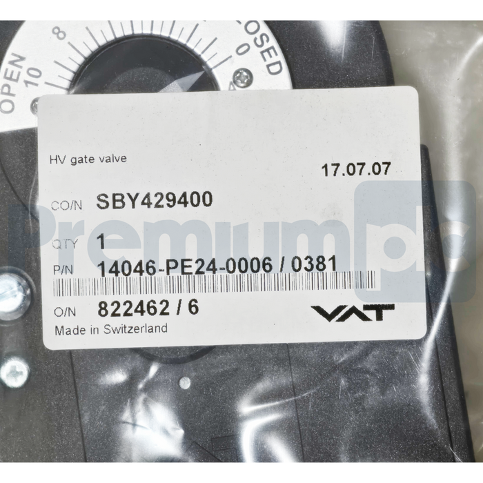 VAT 14046-PE24 Series 14.0 HV Gate Valve S/S DN-200 8" 14046-PE24-0006/0381 NSMP