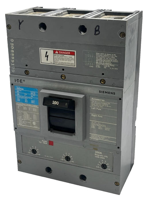 Siemens JXD63B400 Sentron Circuit Breaker 3 Pole 400 Amp 600V JXD6-A
