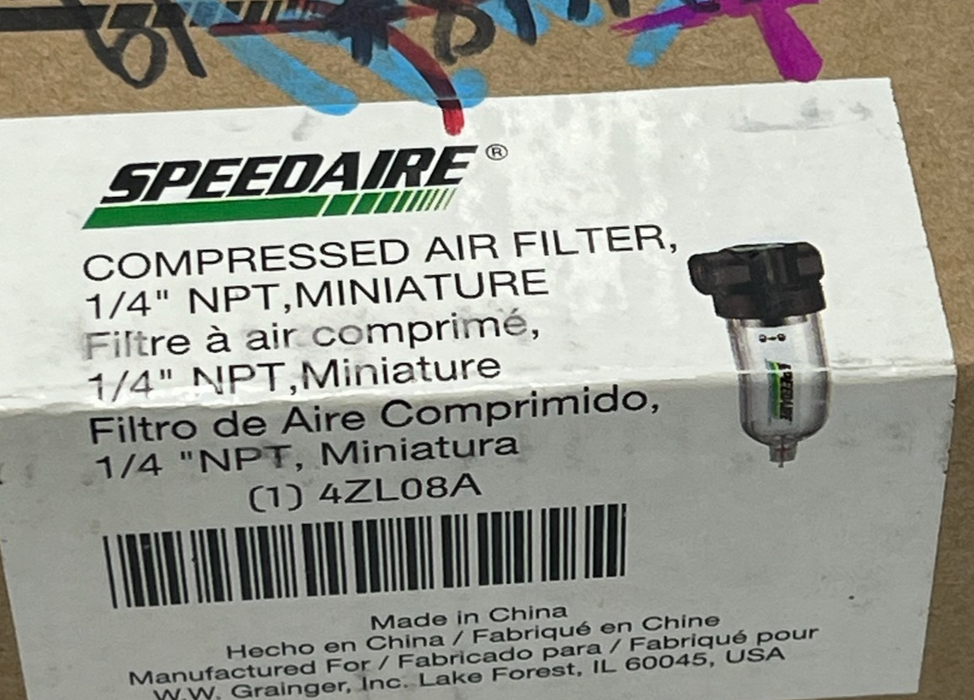 Speedaire 4ZL08A Compressed Air Filter - 1/4" NPT - 150 PSIG - Separator, NSMP