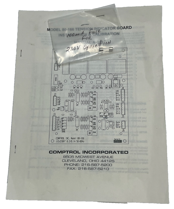 Comptrol 80-166 Tension Indicator Board | 115/230V | 50/60Hz | Industrial PLC