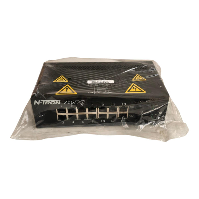Red Lion | N-Tron 716FX2-ST Managed Ethernet Switch 14 RJ45 2 ST Fiber NSMP
