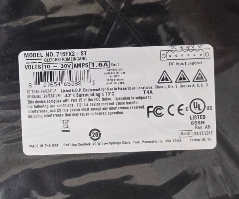 Red Lion | N-Tron 716FX2-ST Managed Ethernet Switch 14 RJ45 2 ST Fiber NSMP