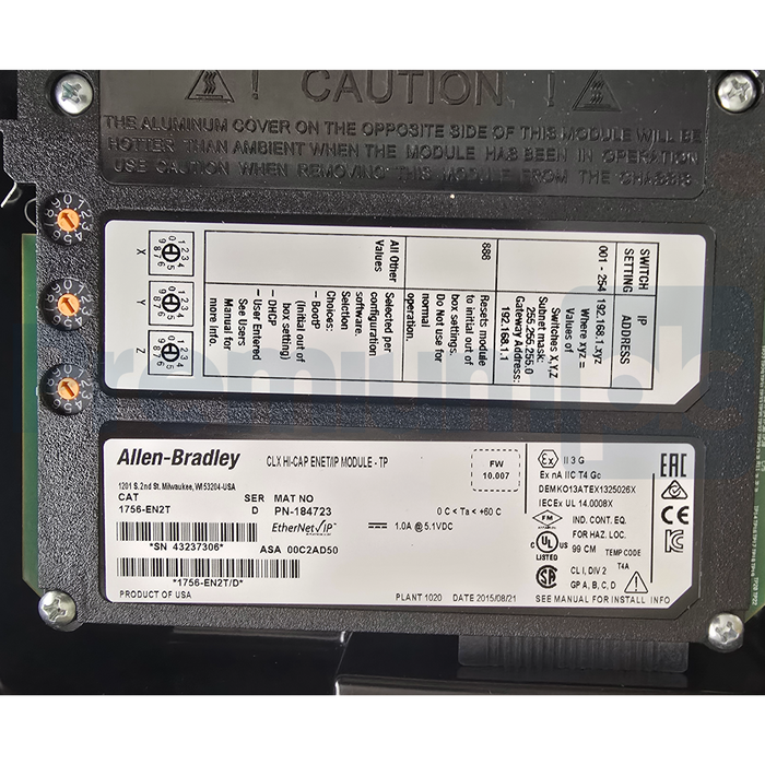 Allen Bradley 1756-EN2T /D ControlLogix Hi-Cap ENet/IP Module TP FW 10.007 NSMP