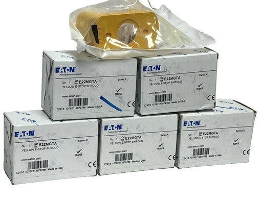 Lot of 5 Eaton E22MGTA Series A1 Yellow E-Stop Shroud Guard 22.5mm NSMP