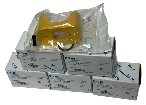 Lot of 5 Eaton E22MGTA Series A1 Yellow E-Stop Shroud Guard 22.5mm NSMP
