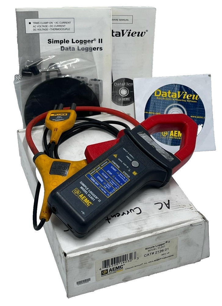 AEMC CL601 Simple Logger II AC Current Datalogger NIB + Fluke iFlex i2500-18