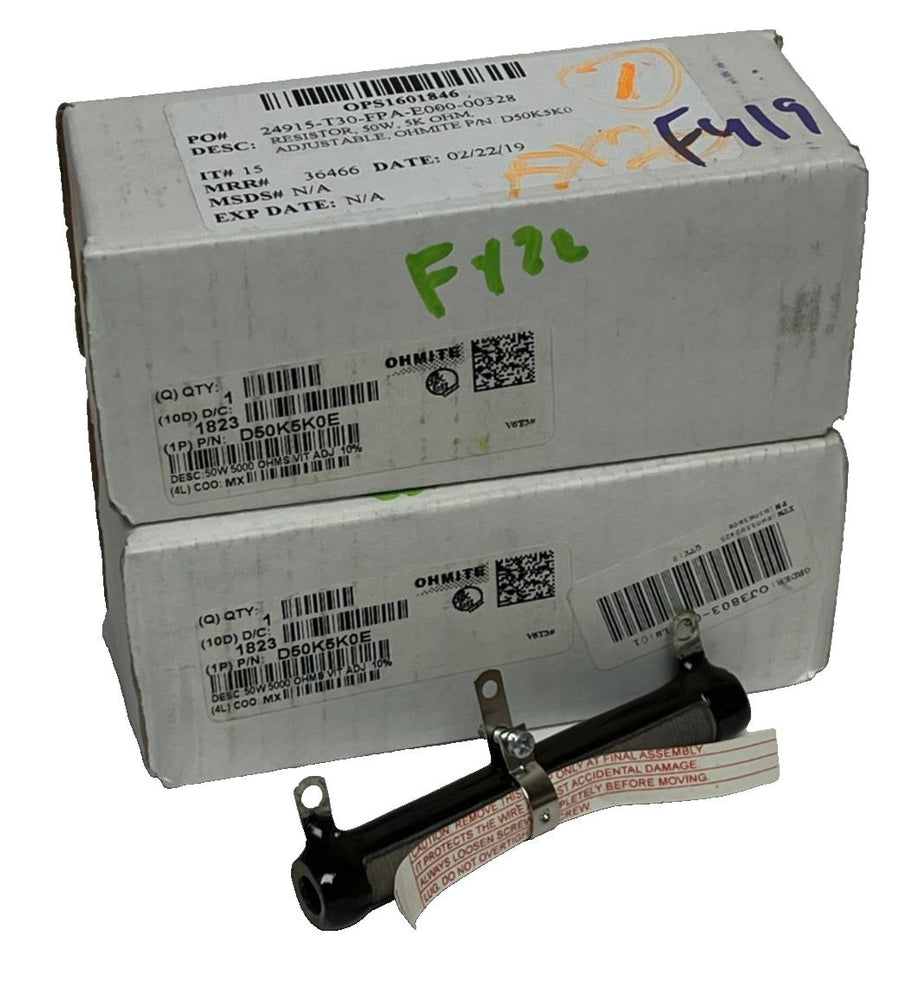 Ohmite D50K5K0E Wirewound Resistor 5K Ohm 50W 10% Tubular Lug, NSMP