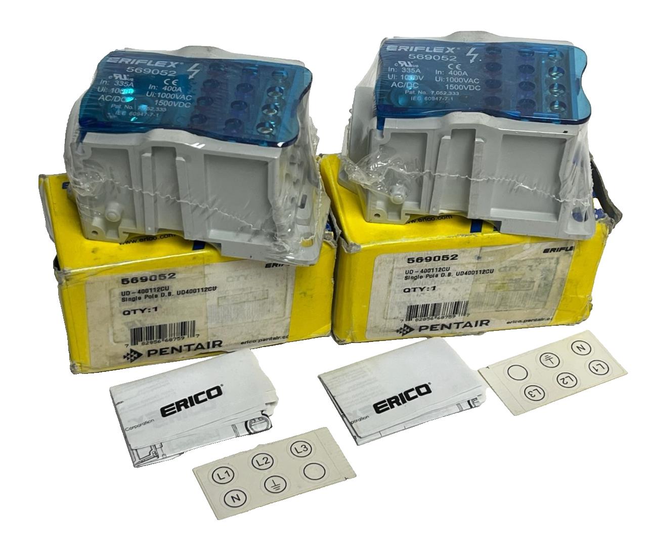 Lot of 2 nVent ERIFLEX 569052 UD-400112CU Distribution Block 400A 1-Pole NSMP