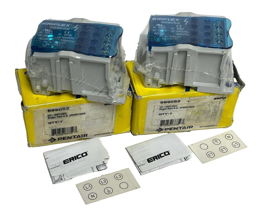 Lot of 2 nVent ERIFLEX 569052 UD-400112CU Distribution Block 400A 1-Pole NSMP