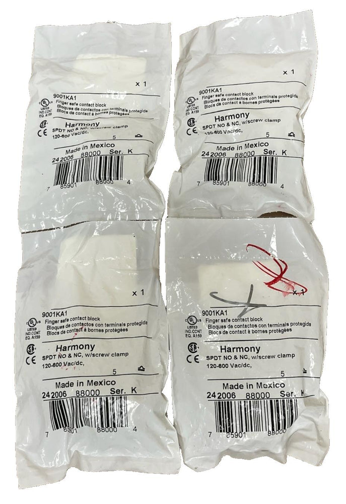 Lot of 4 Schneider Harmony 9001KA1 Contact Block Finger Safe 1NO-1NC , NSFS