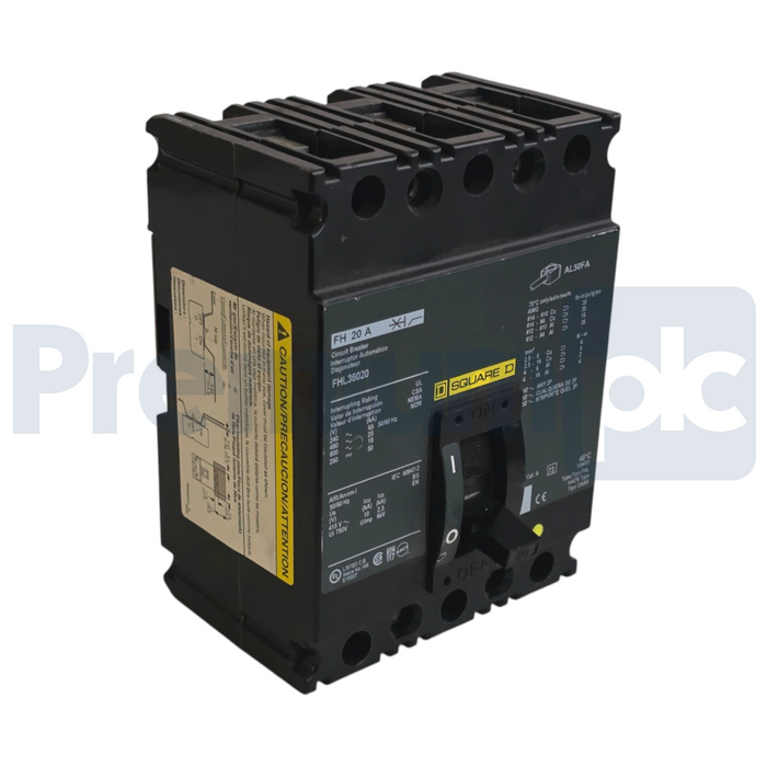 Square D FHL36020 Molded Case Circuit Breaker | 20A 3-Pole 600V F-Frame NSNP