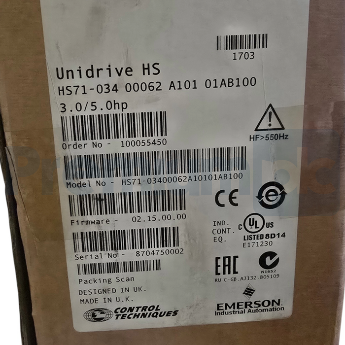 Control Techniques Unidrive HS71-034 00062 A | AC Drive HS71-03400062A10101AB100