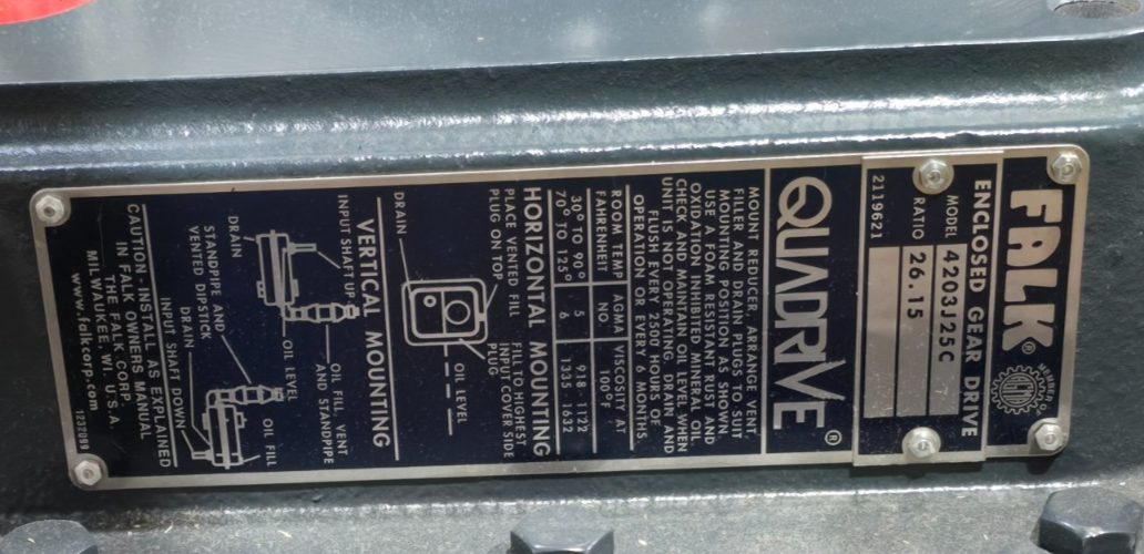 Falk 4203JSC25C | 4203J25C Quadrive Screw Conveyor Gear Reducer 25:1 0786157